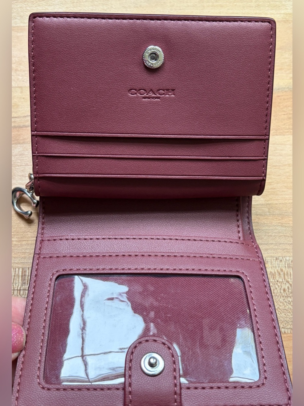 Coach Pink & Red Floral Snap Wallet - Picture 4 of 8